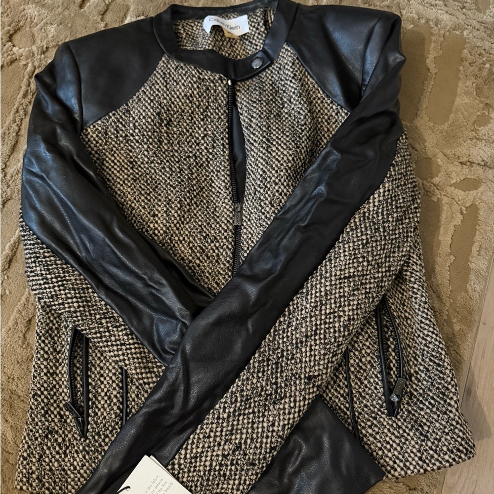 Calvin Klein Tweed & Leather Jacket- NWT